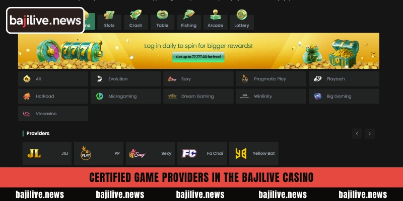 Certified game Providers in the BajiLive casino
