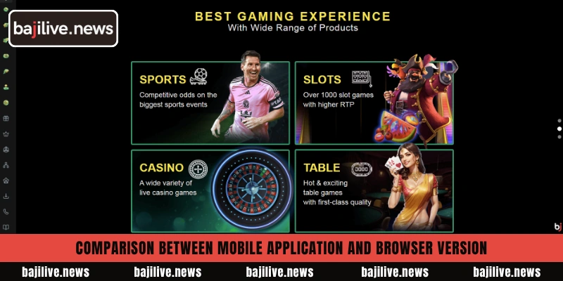 Comparison between mobile application and browser version