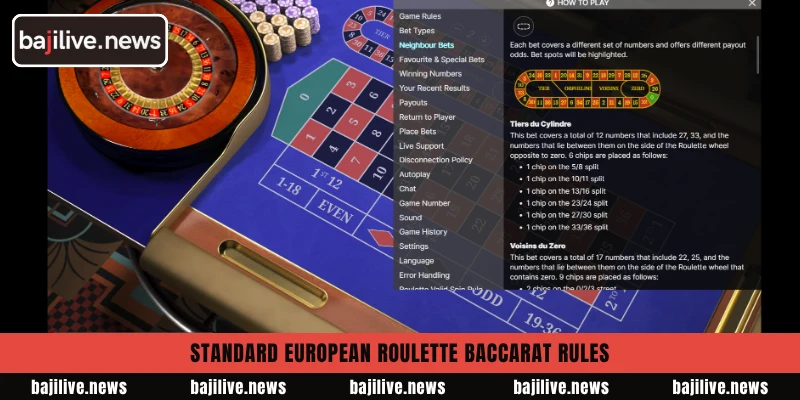 Standard European Roulette Baccarat Rules